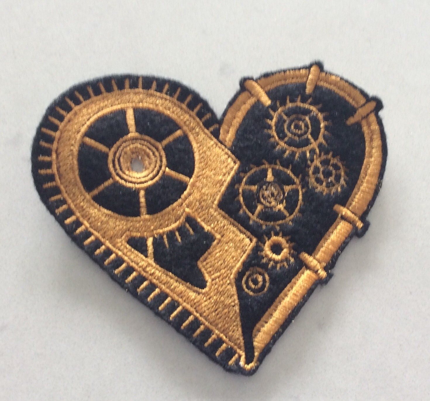 Embroidered Steampunk Mechanical Heart Patch iron/sew-on 4 Sizes Available by Twistedstitcher 2018 Located in Abbotsford BC Canada - Thumbnail 4