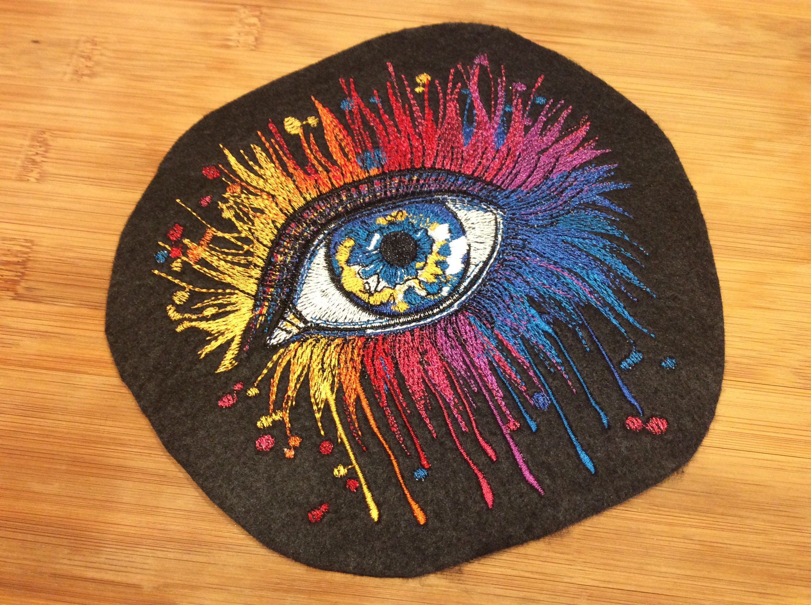 Embroidered Multi-Color Colorful Eye Sew/Iron-on Patch 3 Sizes Available by Twistedstitcher 2018 Located Abbotsford BC Canada - Thumbnail 3