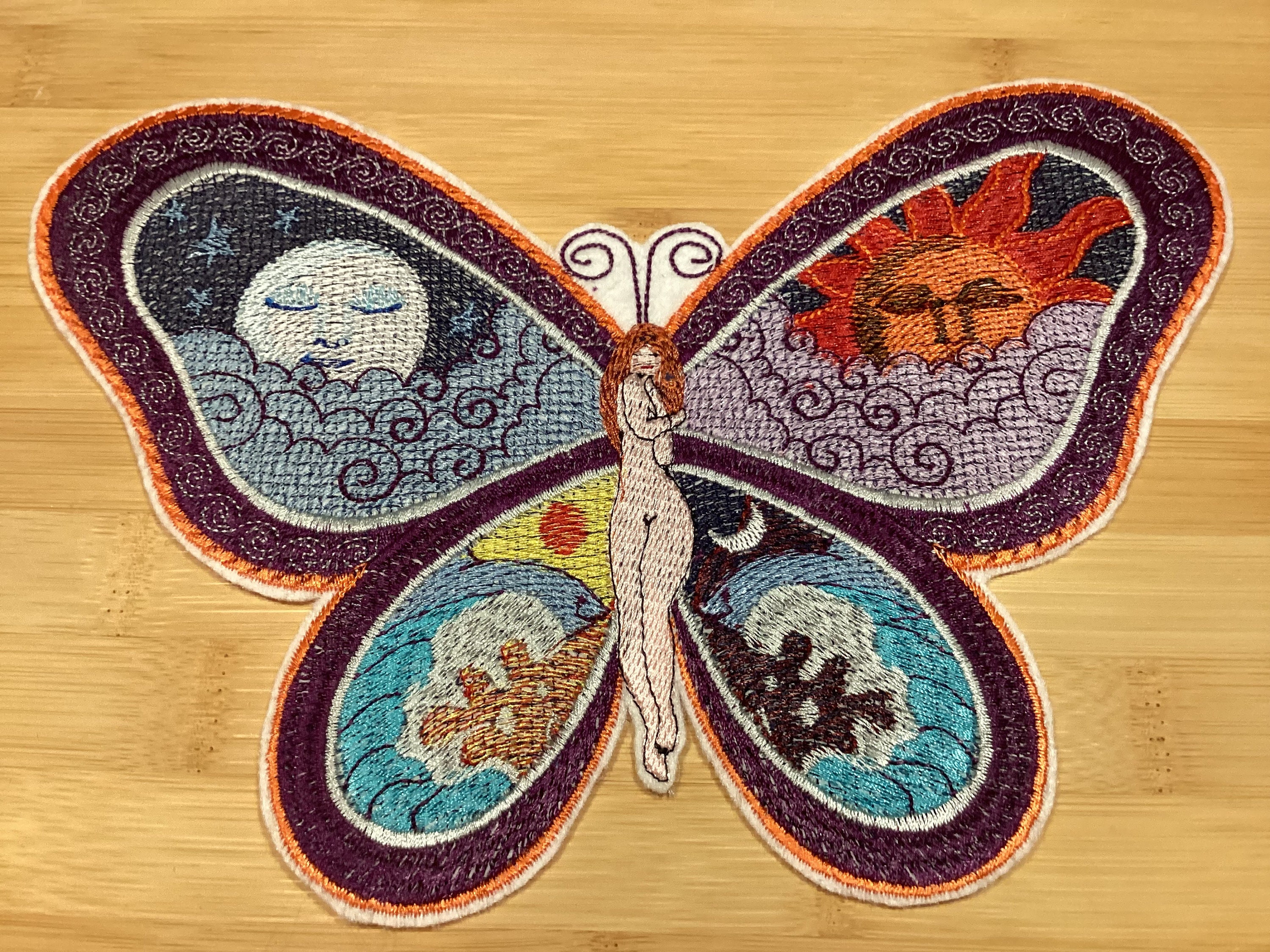 Embroidered Night and Day Butterfly Winged Fairy 2 Sizes Available by Twistedstitcher 2018 Located in Abbotsford BC Canada