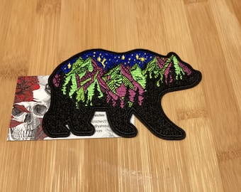 Embroidered Scenic  Mountain Forest Bear Iron-on Patch 4.50”x 3”inches Wilderness Patch by Twistedstitcher2018 Located Abbotsford BC Canada