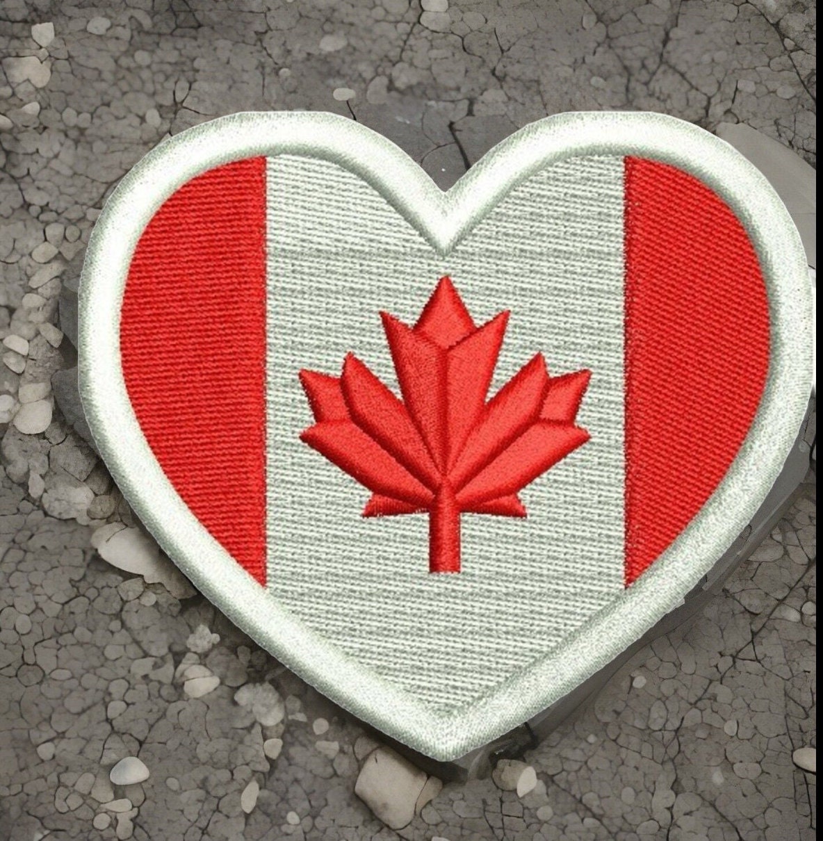 Embroidered Canada Flag Heart Shaped Sew/Iron-On Patch Oh Canada by Twistedstitcher2018 Located in Abbotsford BC Canada