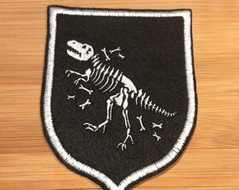 Embroidered Dinosaur Skeleton T-Rex Skeleton Skull Patch Sew/Iron-On or Added Shirt Pocket by  2018 Located in Abbotsford BC Canada