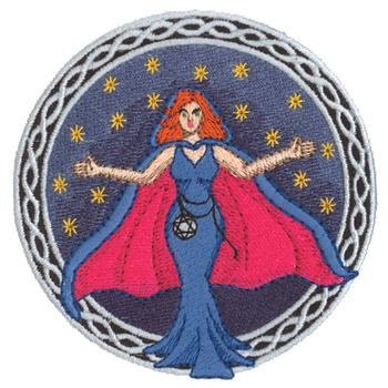 Embroidered Mystical Sorceress Sew/Iron-On Patch Celtic Border 2 Sizes Available by Twistedstitcher 2018 Located in Abbotsford BC Canada - Thumbnail 4