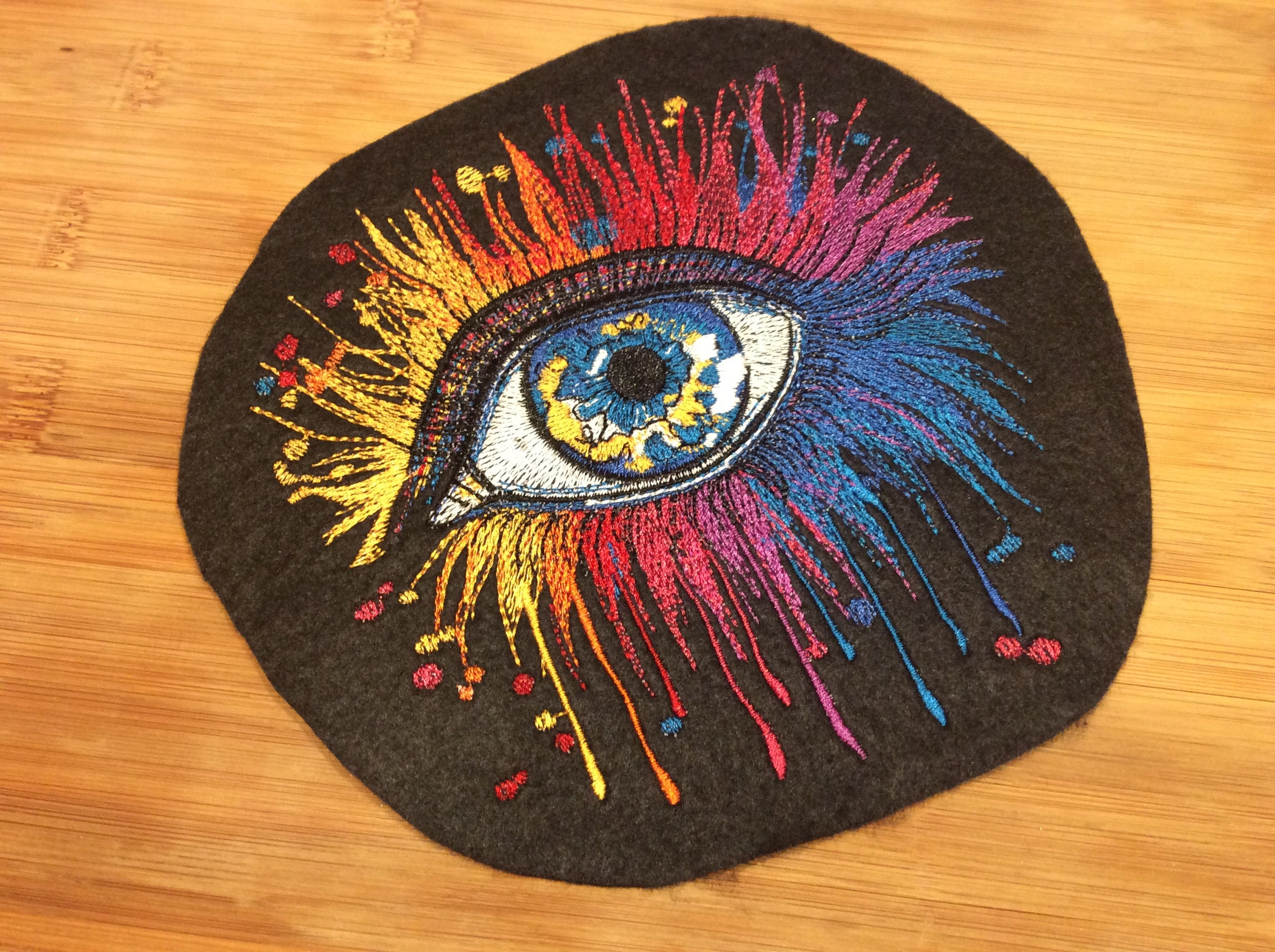 Embroidered Multi-Color Colorful Eye Sew/Iron-on Patch 3 Sizes Available by Twistedstitcher 2018 Located Abbotsford BC Canada - Thumbnail 5