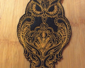 Embroidered Tribal Fancy Owl Sew/Iron-On Patch 6.75” x 4” by Twistedstitcher 2018 Located in Abbotsford Bc Canada