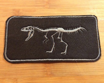 Embroidered Dinosaur Skeleton Tyrannosaurus Skeleton Skull Patch Sew/Iron-On by Twistedstitcher 2018 Located in Abbotsford BC Canada