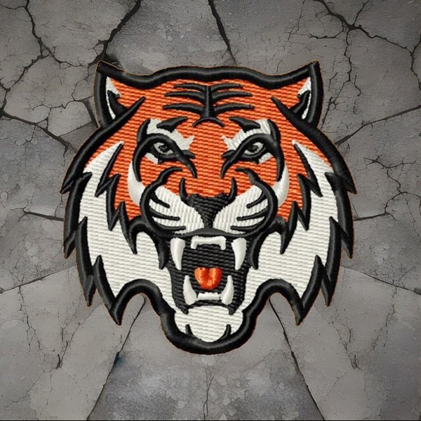 Embroidered Hat Size Tiger Face Sew/Iron-On Patch 2.25” x 2.25” inches by Twistedstitcher 2018 Located in Abbotsford Bc Canada