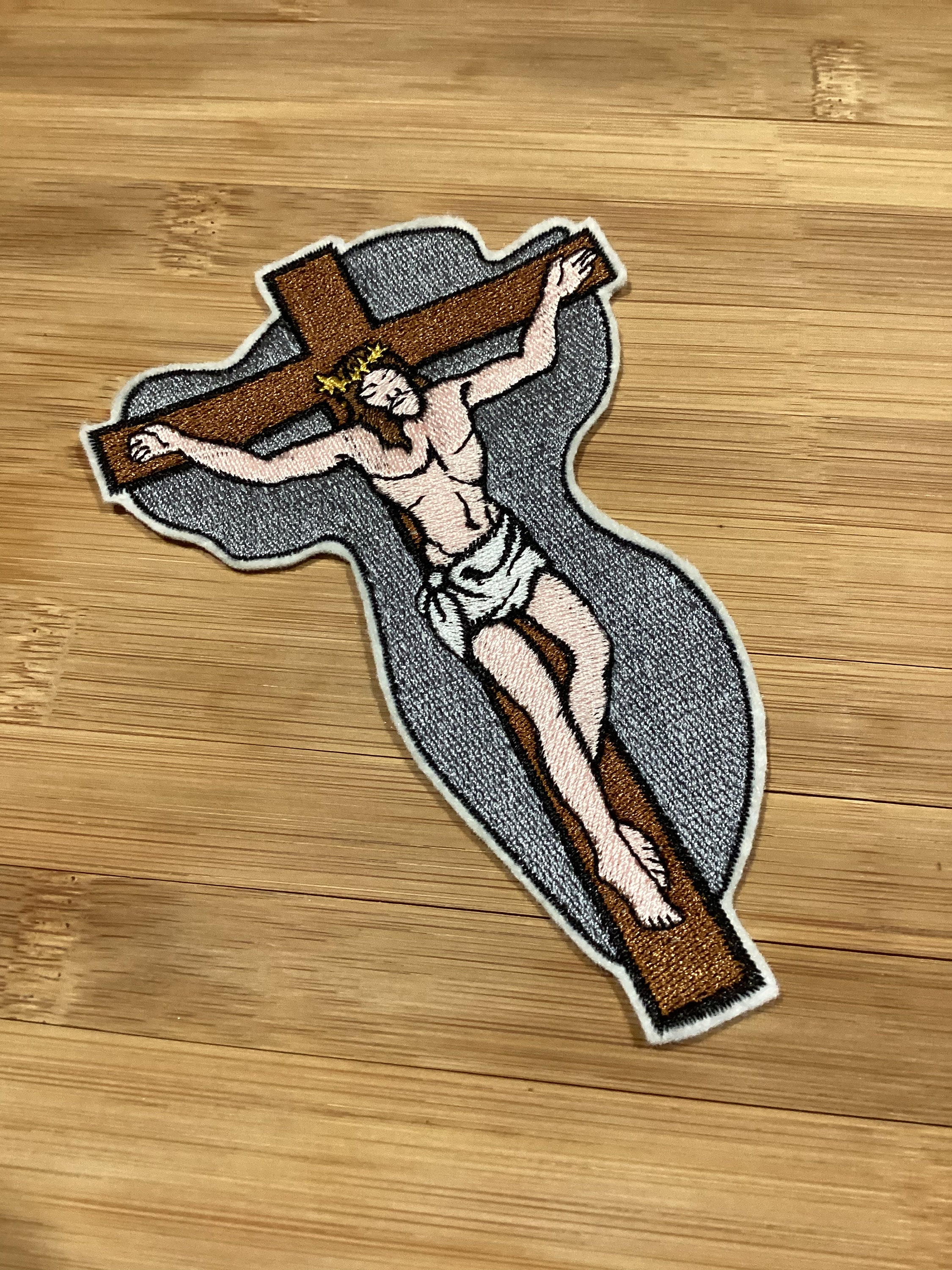 Embroidered Christ Crucifixion Patch Jesus Christ on the Cross Patch by Twistedstitcher2018 Located in Abbotsford BC Canada - Thumbnail 4