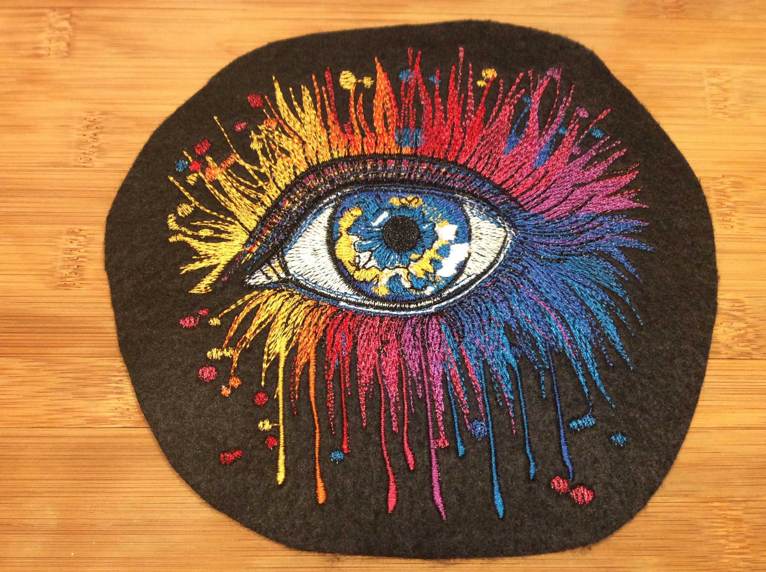 Embroidered Multi-Color Colorful Eye Sew/Iron-on Patch 3 Sizes Available by Twistedstitcher 2018 Located Abbotsford BC Canada