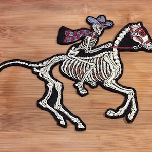Embroidered Skeleton Horse and Rider Sew/Iron-on Patch by Twistedstitcher2018 Located in Abbotsford BC Canada