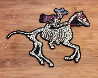 Embroidered Skeleton Horse and Rider Sew/Iron-on Patch by Twistedstitcher2018 Located in Abbotsford BC Canada