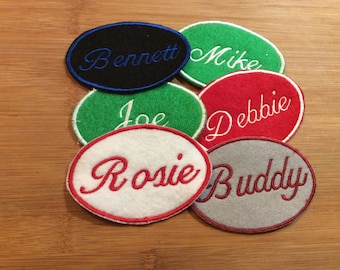 Embroidered Name Tag Sew/Iron-On Style Patch, Any Name Any Color Name Tag Patch by TwistedStitcher 2018 Located in Abbotsford BC Canada