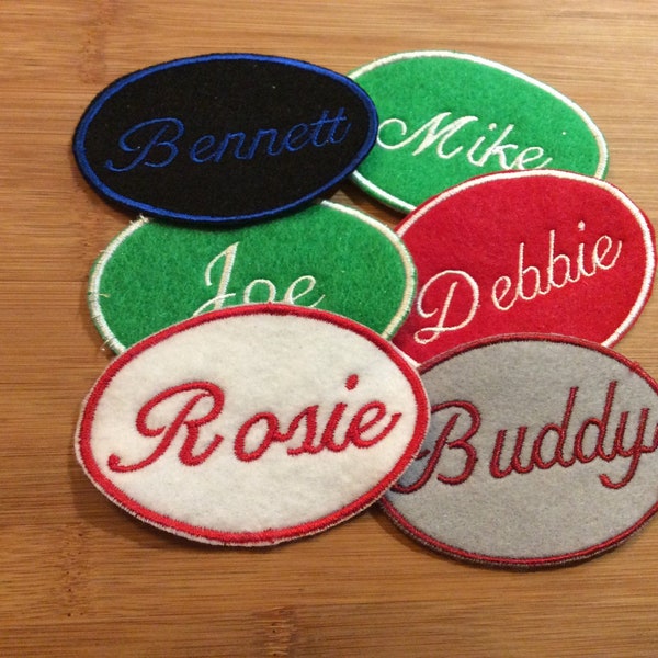 Embroidered Name Tag Sew/Iron-On Style Patch, Any Name Any Color Name Tag Patch by TwistedStitcher 2018 Located in Abbotsford BC Canada