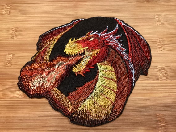 MASSIVE Coiled Chinese Dragon Iron-on Embroidered Dragon Patch