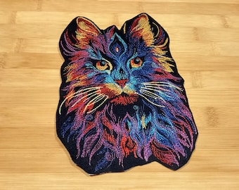 Embroidered Bright Colorful Cat Sew/Iron-On Patch 3 Sizes Available by Twistedstitcher 2018 Located in Abbotsford Bc Canada