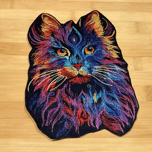 Embroidered Bright Colorful Cat Sew/Iron-On Patch 3 Sizes Available by Twistedstitcher 2018 Located in Abbotsford Bc Canada