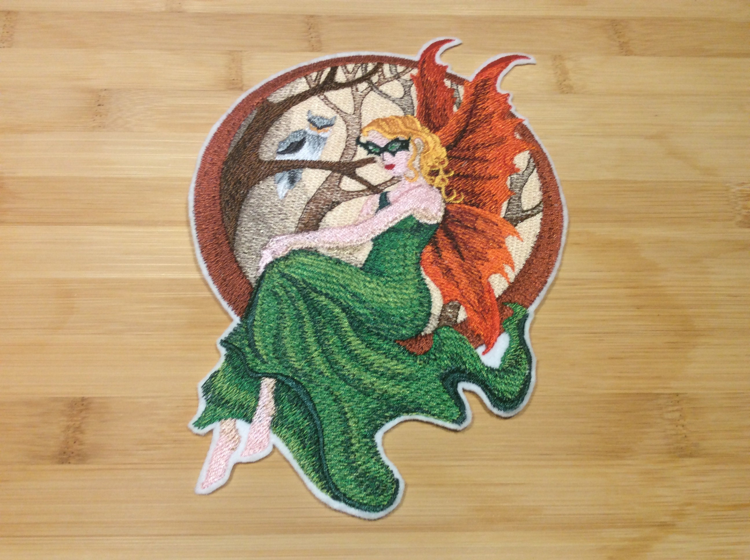 Embroidered Masquerade Fae Fairy with Mask Sew/Iron-On 8.23” x 5.78” inches by Twistedstitcher 2018 Located in Abbotsford BC Canada - Thumbnail 3