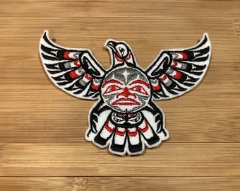 Embroidered Native Tribal Full Wing Eagle with Moon Face Patch 3 Sizes Available by Twistedstitcher2018 Located in Abbotsford BC Canada