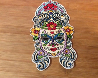 Embroidered Dia de Los Muertos Day of the Dead Sugar Skull Patch 6.75”x 4” Back Patch by Twistedstitcher 2018 Located Abbotsford BC Canada