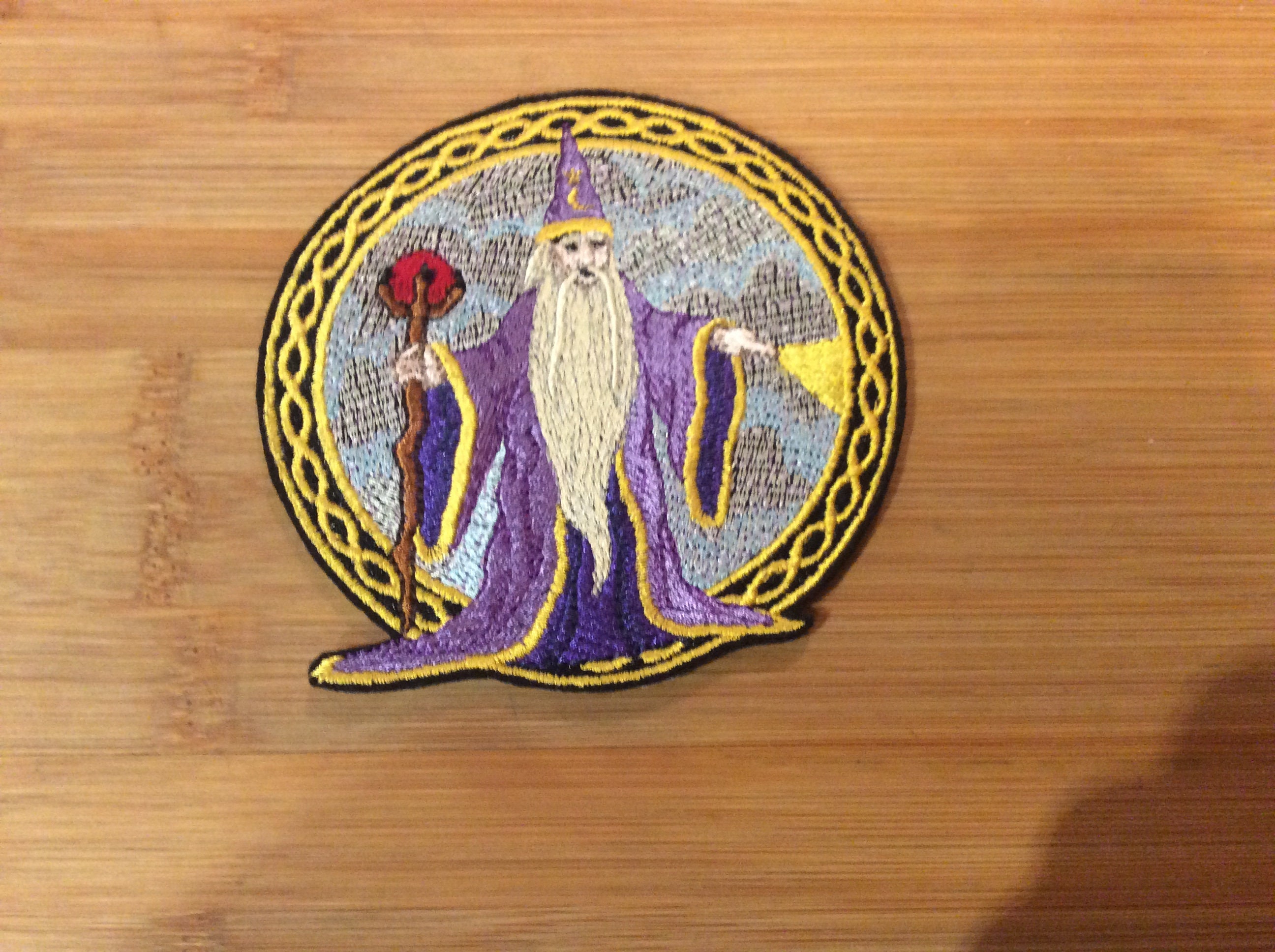 Embroidered Mystical Wizard Sew/Iron-On Patch Celtic Border 2 sizes available by Twistedstitcher 2018 Located in Abbotsford BC Canada - Thumbnail 2