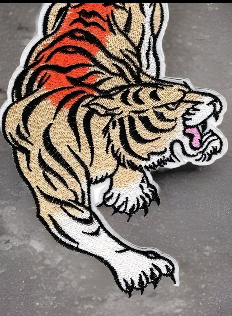 Beautiful Pair of Tigers Iron-On Embroidered Patch Large 10.5” x5.50” inches Roaring Tigers by Twistedstitcher2018 Abbotsford Bc Canada - Thumbnail 3