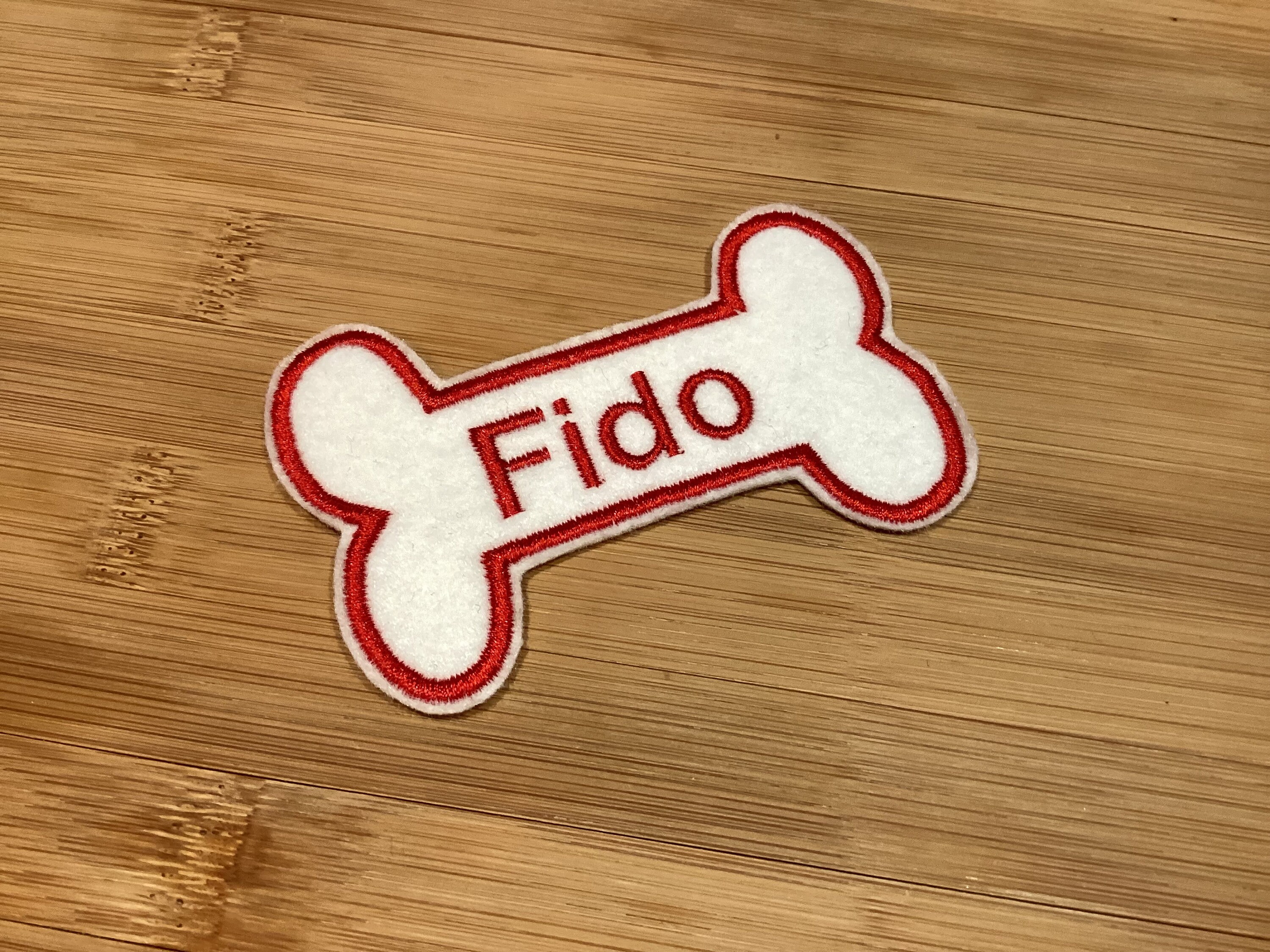 Embroidered Bone Shaped for Dog Name Tag Patch Sew/Iron-On Any Color Any Pet Name by TwistedStitcher 2018 Located in Abbotsford BC Canada - Thumbnail 6