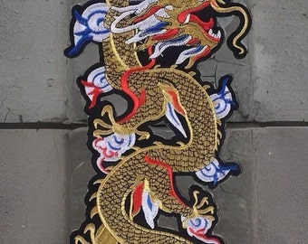 Embroidered Asian Dragon Back Patch - XL Iron-On Applique