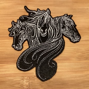 Embroidered Horse Trio with Flowing Manes Sew/Iron-On Patch by Twistedstitcher 2018 Located in Abbotsford BC Canada