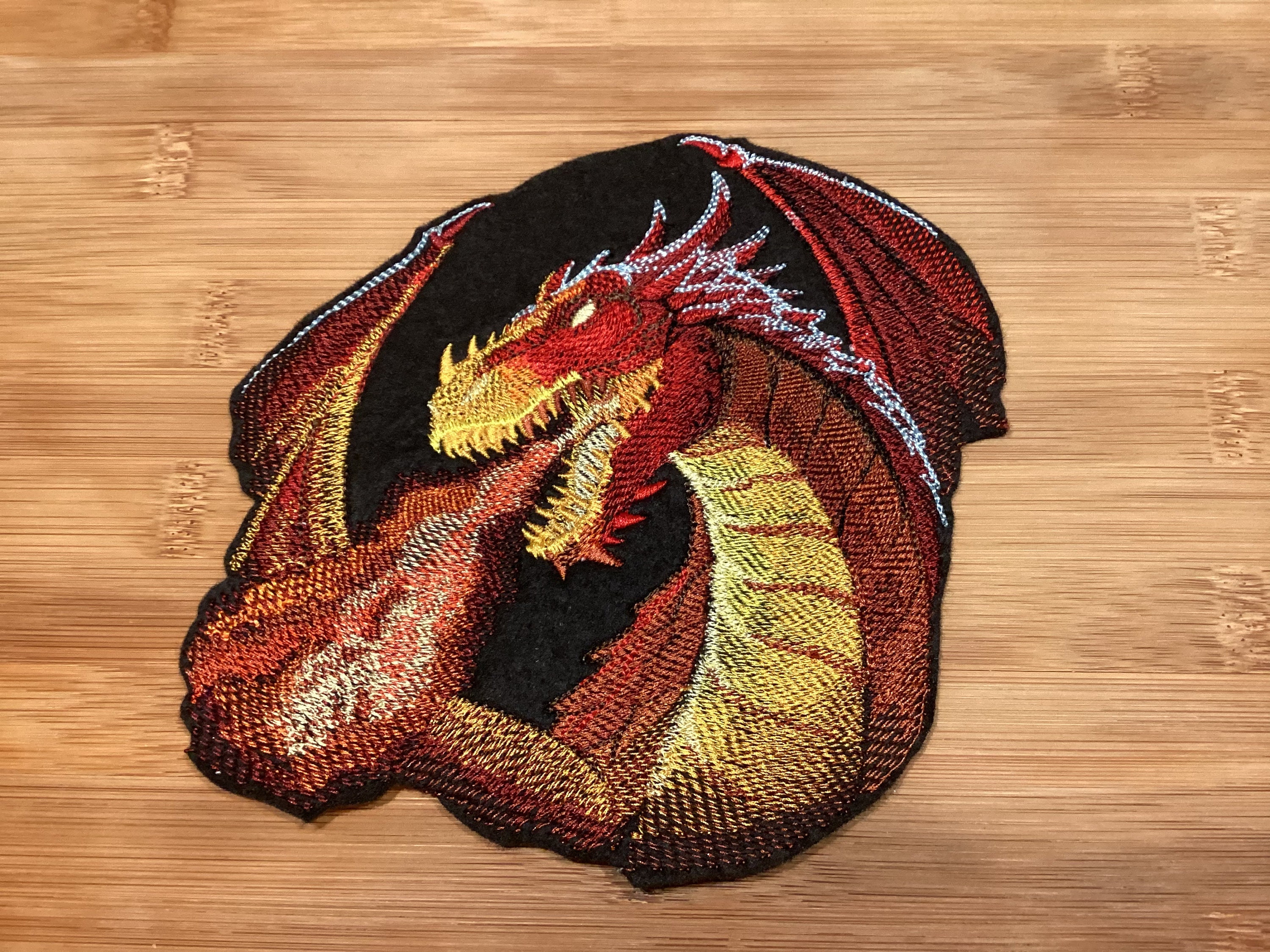 Embroidered Fire Breathing Dragon Sew/Iron-on Patch Large Size by Twistedstitcher2018 Located in Abbotsford BC Canada - Thumbnail 6