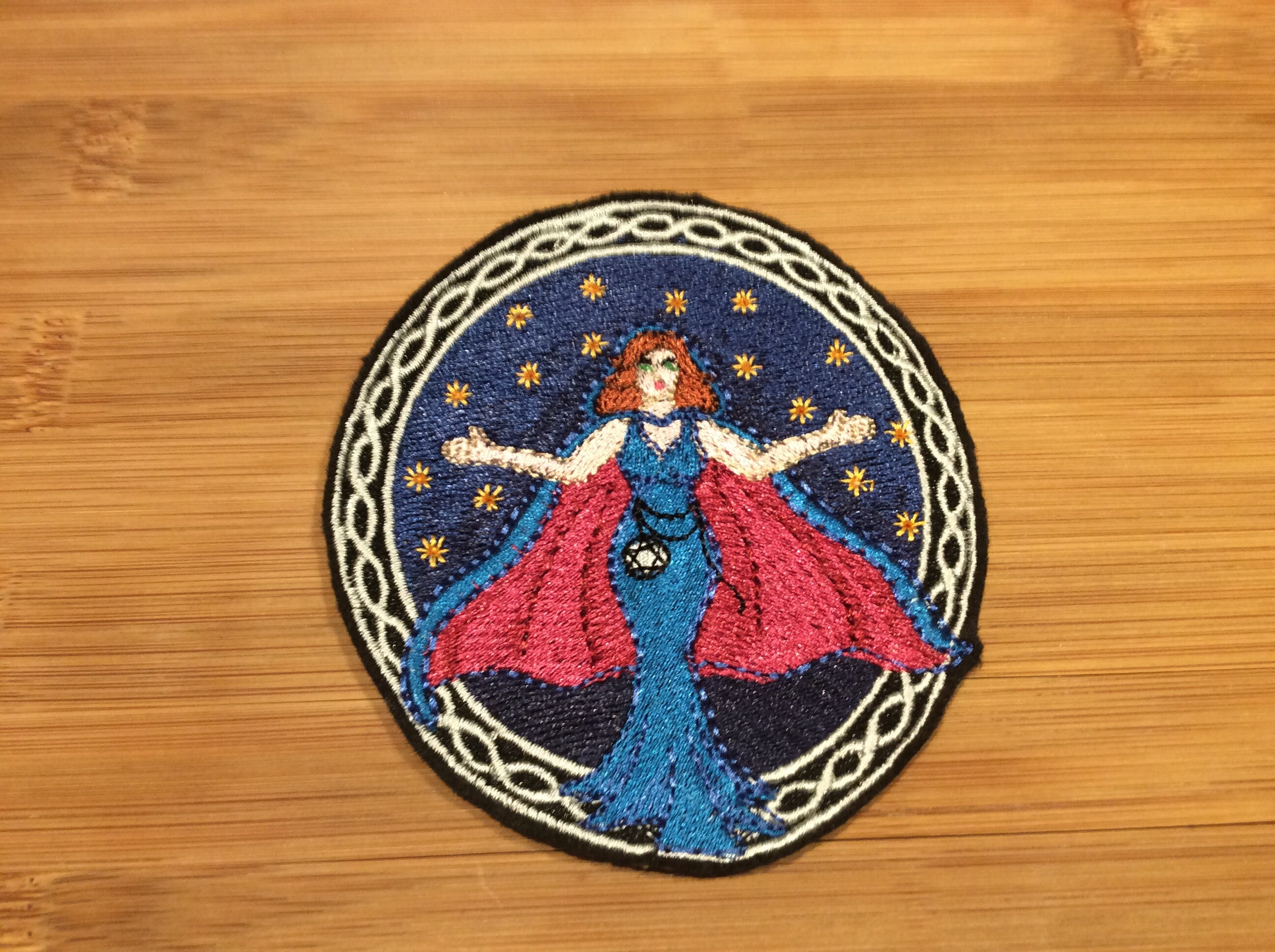 Embroidered Mystical Sorceress Sew/Iron-On Patch Celtic Border 2 Sizes Available by Twistedstitcher 2018 Located in Abbotsford BC Canada - Thumbnail 3