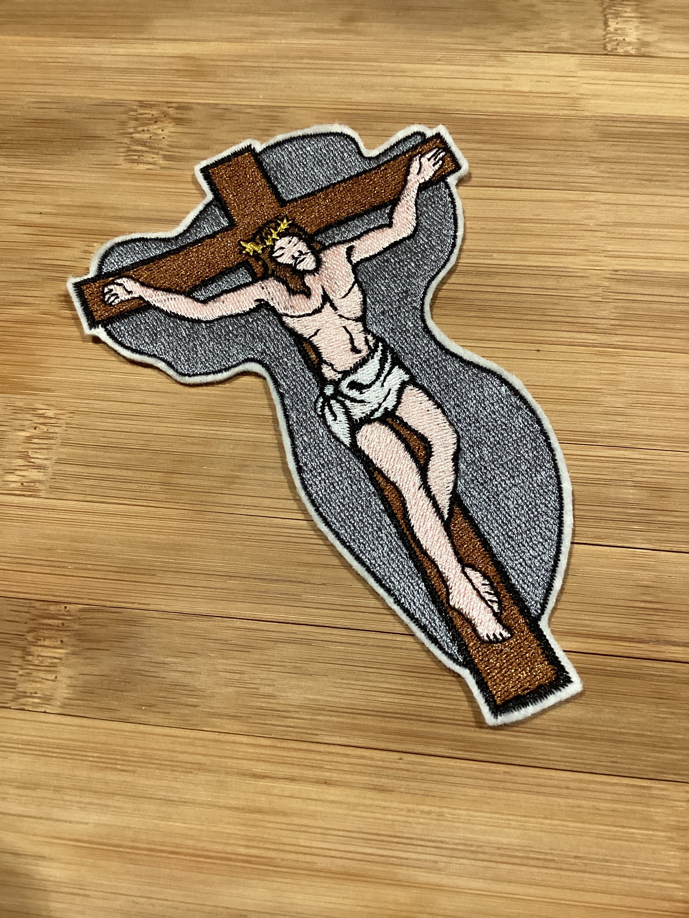 Embroidered Christ Crucifixion Patch Jesus Christ on the Cross Patch by Twistedstitcher2018 Located in Abbotsford BC Canada - Thumbnail 6