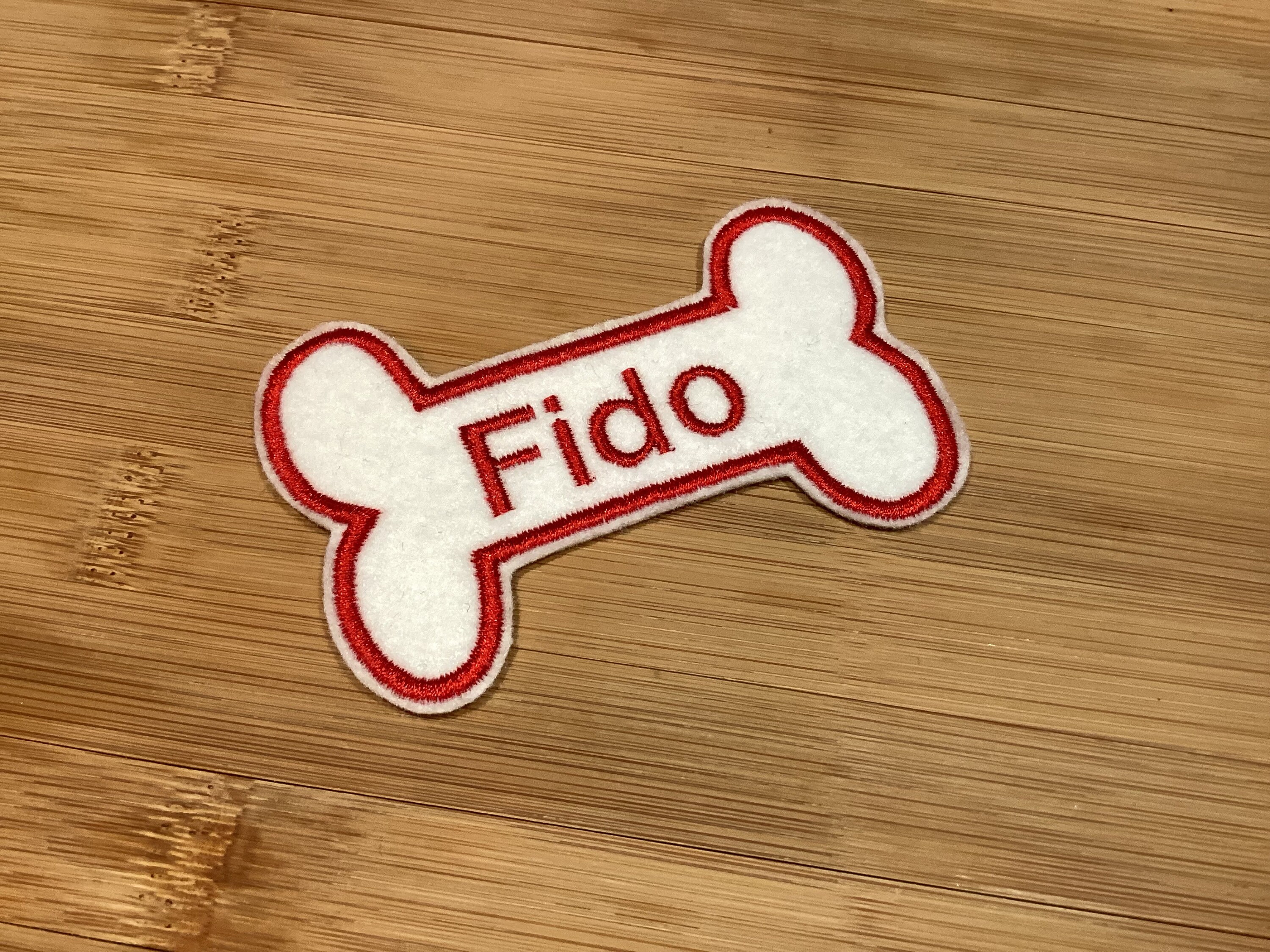 Embroidered Bone Shaped for Dog Name Tag Patch Sew/Iron-On Any Color Any Pet Name by TwistedStitcher 2018 Located in Abbotsford BC Canada - Thumbnail 4