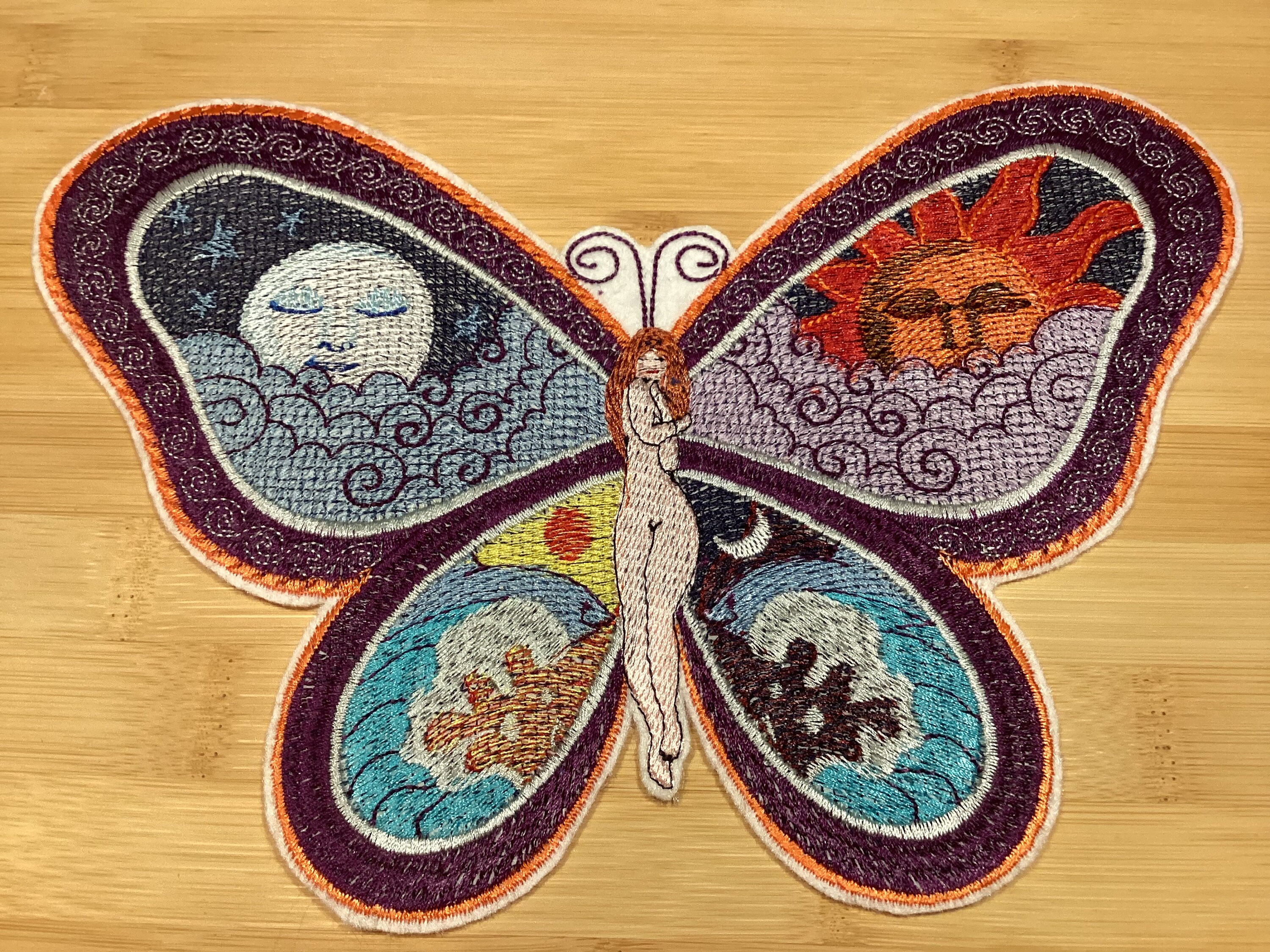 Embroidered Night and Day Butterfly Winged Fairy 2 Sizes Available by Twistedstitcher 2018 Located in Abbotsford BC Canada - Thumbnail 2