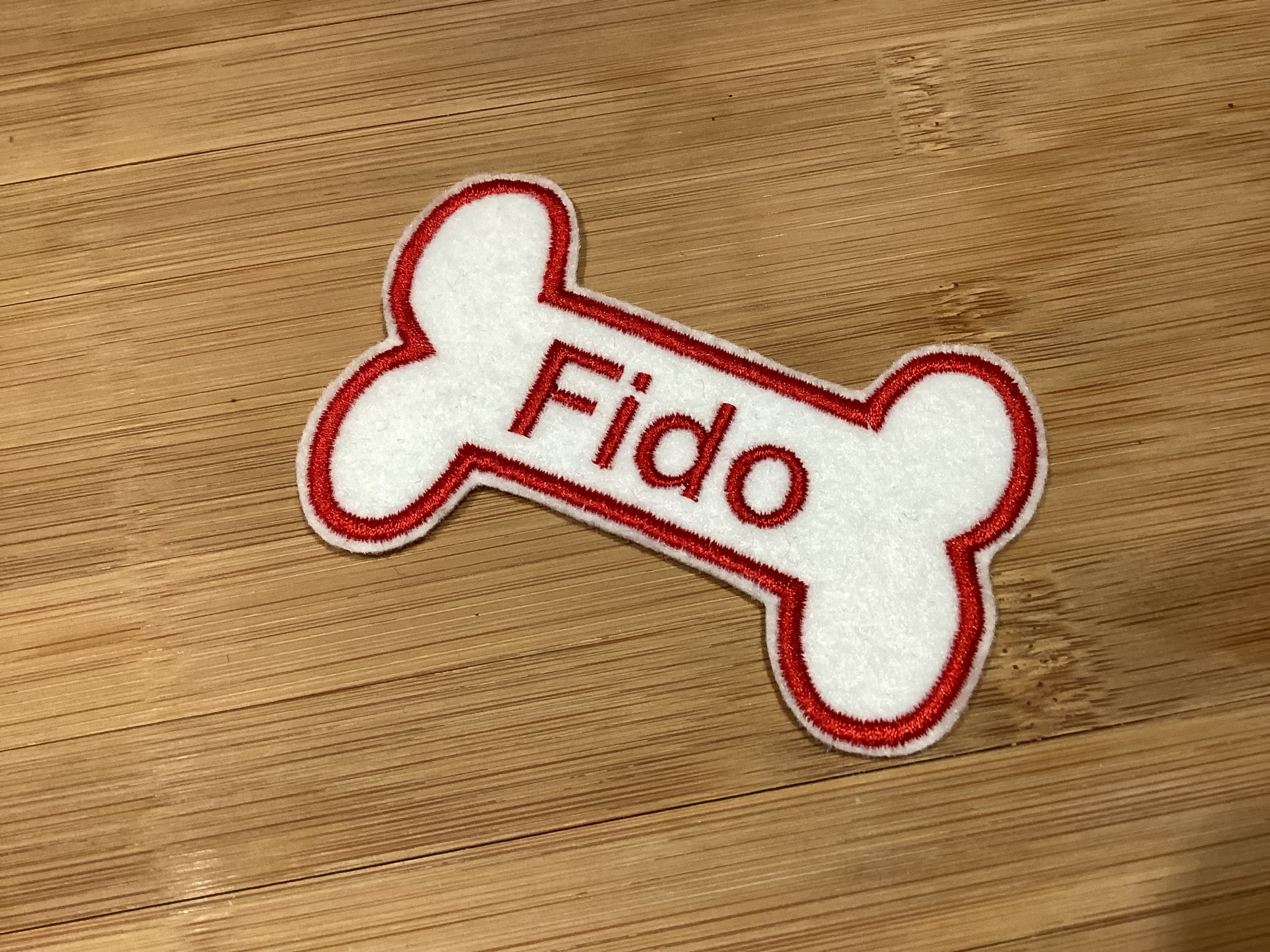 Embroidered Bone Shaped for Dog Name Tag Patch Sew/Iron-On Any Color Any Pet Name by TwistedStitcher 2018 Located in Abbotsford BC Canada - Thumbnail 3