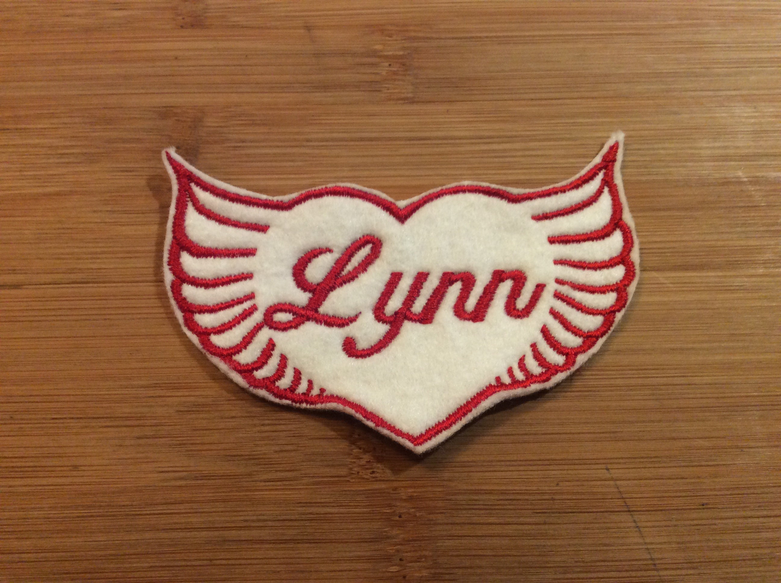 Embroidered Winged Heart Name Tag Sew/Iron-On Style Patch, Any Name Any Color Name Patch by TwistedStitcher 2018 in Abbotsford BC Canada - Thumbnail 2