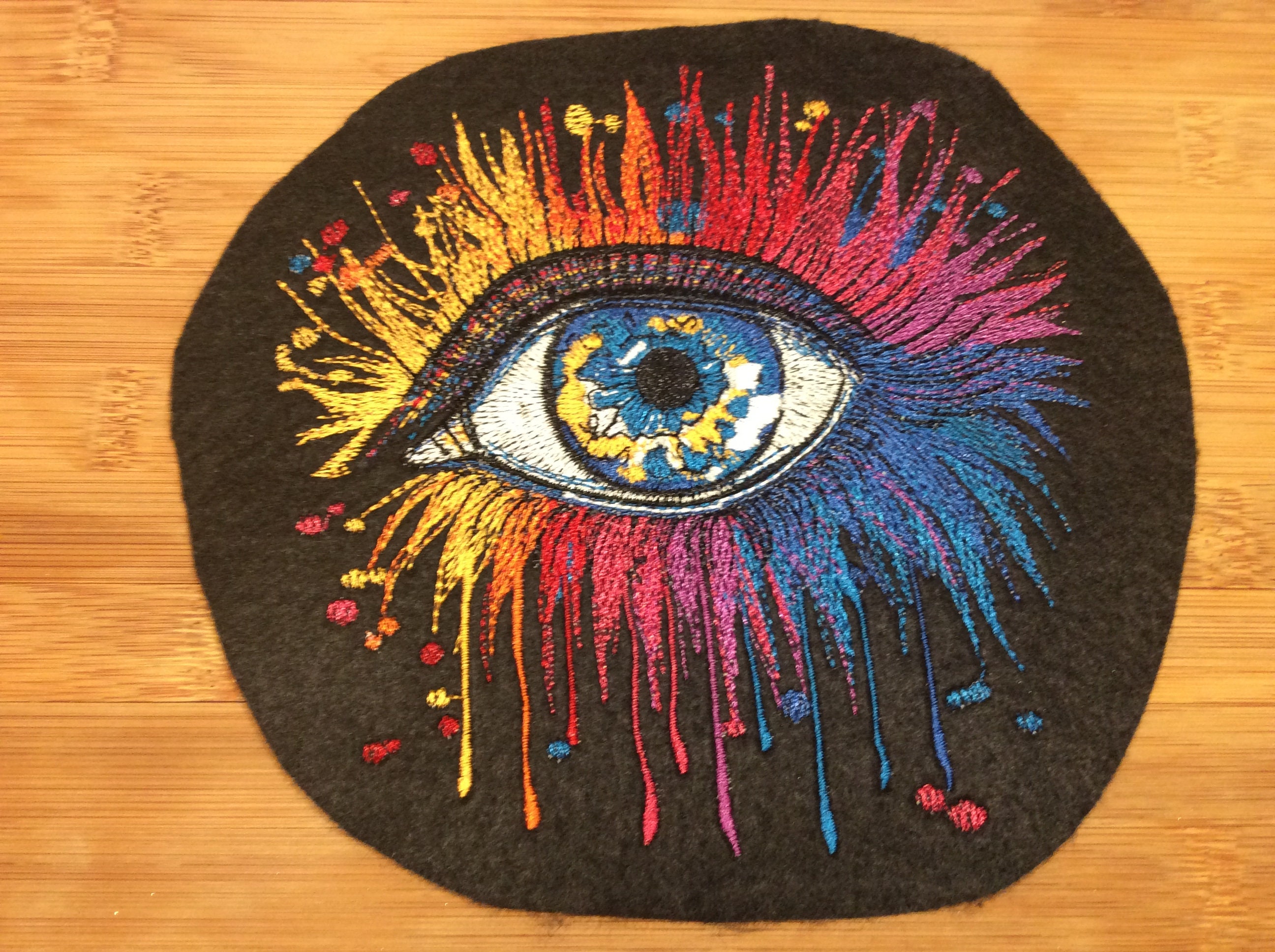 Embroidered Multi-Color Colorful Eye Sew/Iron-on Patch 3 Sizes Available by Twistedstitcher 2018 Located Abbotsford BC Canada - Thumbnail 2