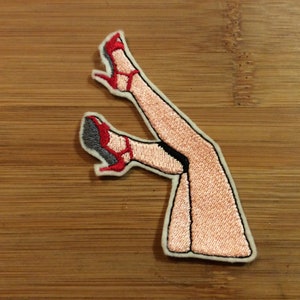 Embroidered Sexy Legs Pin-Up Patch 2 Skintones Available by Twistedstitcher 2018 Located in Abbotsford BC Canada image 3