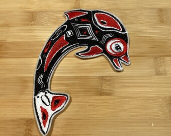 Embroidered Tribal Native Northwest Dolphin Patch 6” x 4.10” inches by Twistedstitcher2018 Located in Abbotsford BC Canada