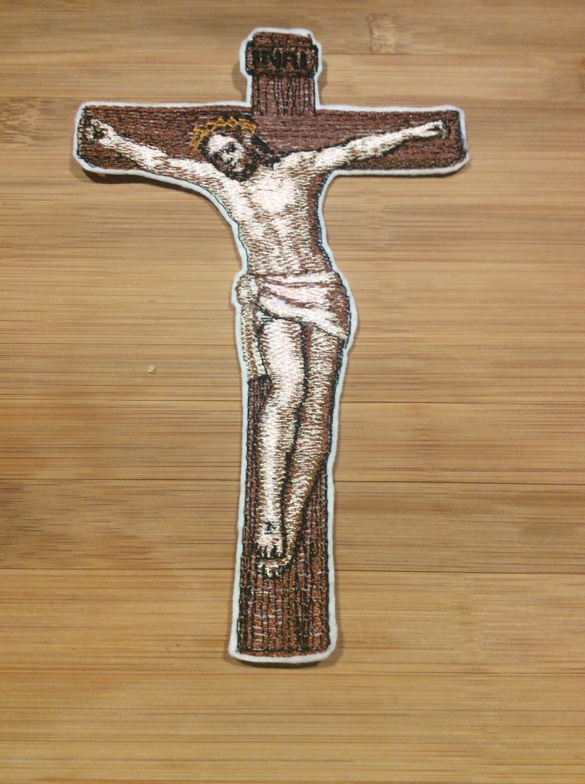 Embroidered Christ Crucifixion Patch Jesus Christ Crucifix Patch by Twistedstitcher2018 Located in Abbotsford BC Canada - Thumbnail 4
