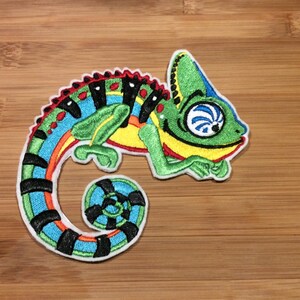 Embroidered Colorful Chameleon Lizard Patch 5.33”x 4.76”  inches by Twistedstitcher2018 Located in Abbotsford BC Canada