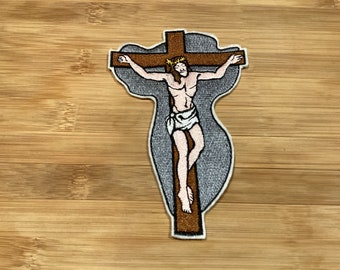 Embroidered Christ Crucifixion Patch Jesus Christ on the Cross Patch by Twistedstitcher2018 Located in Abbotsford BC Canada