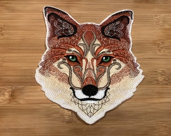 Embroidered Baroque Fox Patch: Autumn Fall Design, Eco Felt Sew/Iron-On