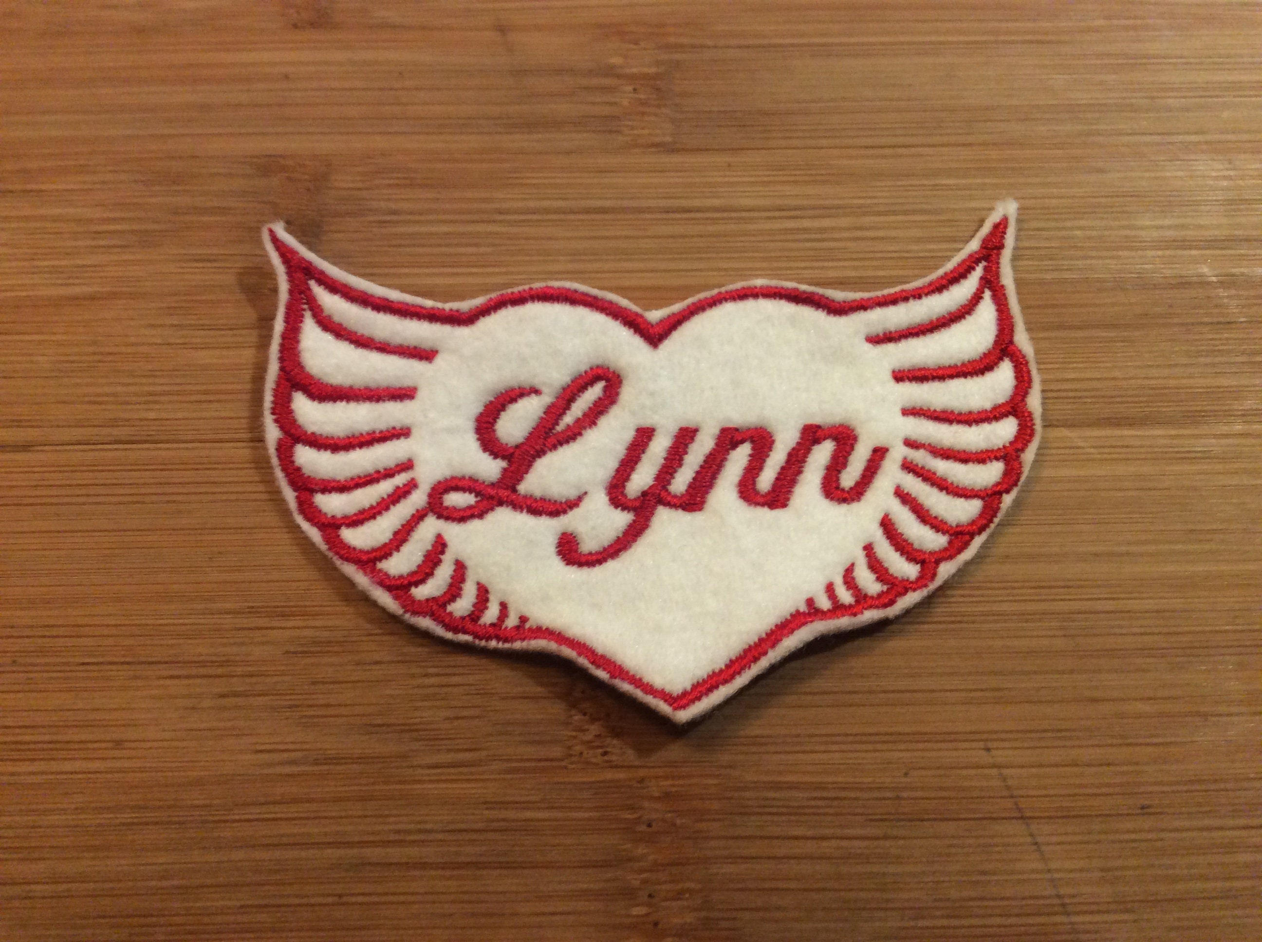 Embroidered Winged Heart Name Tag Sew/Iron-On Style Patch, Any Name Any Color Name Patch by TwistedStitcher 2018 in Abbotsford BC Canada - Thumbnail 3