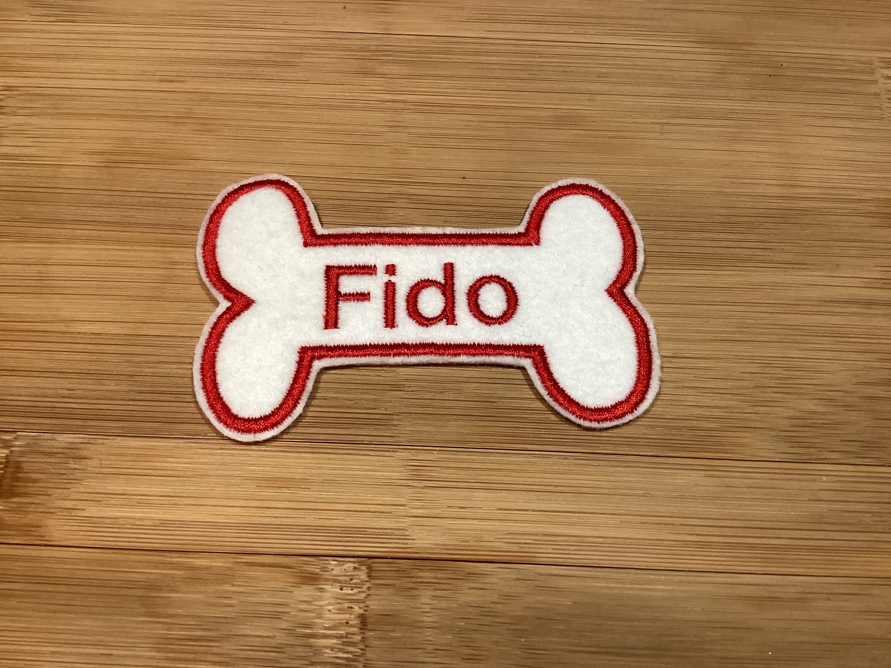 Embroidered Bone Shaped for Dog Name Tag Patch Sew/Iron-On Any Color Any Pet Name by TwistedStitcher 2018 Located in Abbotsford BC Canada - Thumbnail 7