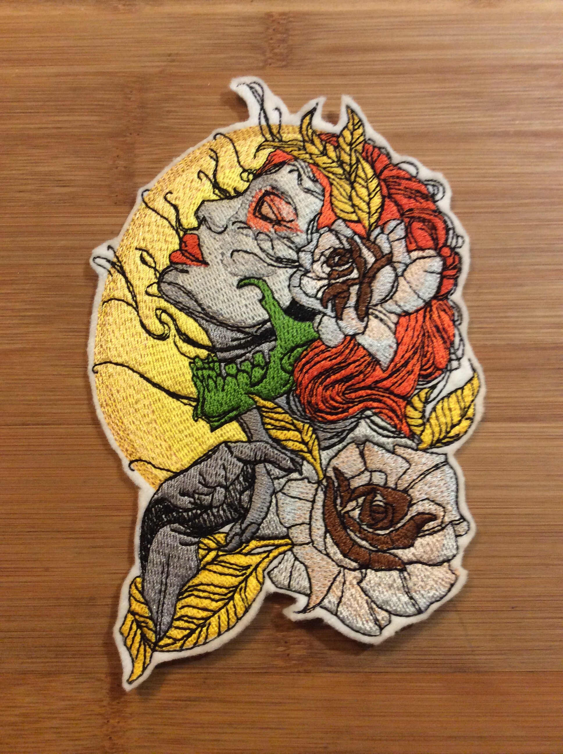 Embroidered Forest Witch with Full Moon Patch 6.50” x 4.50” inches Tree Witch - Thumbnail 4