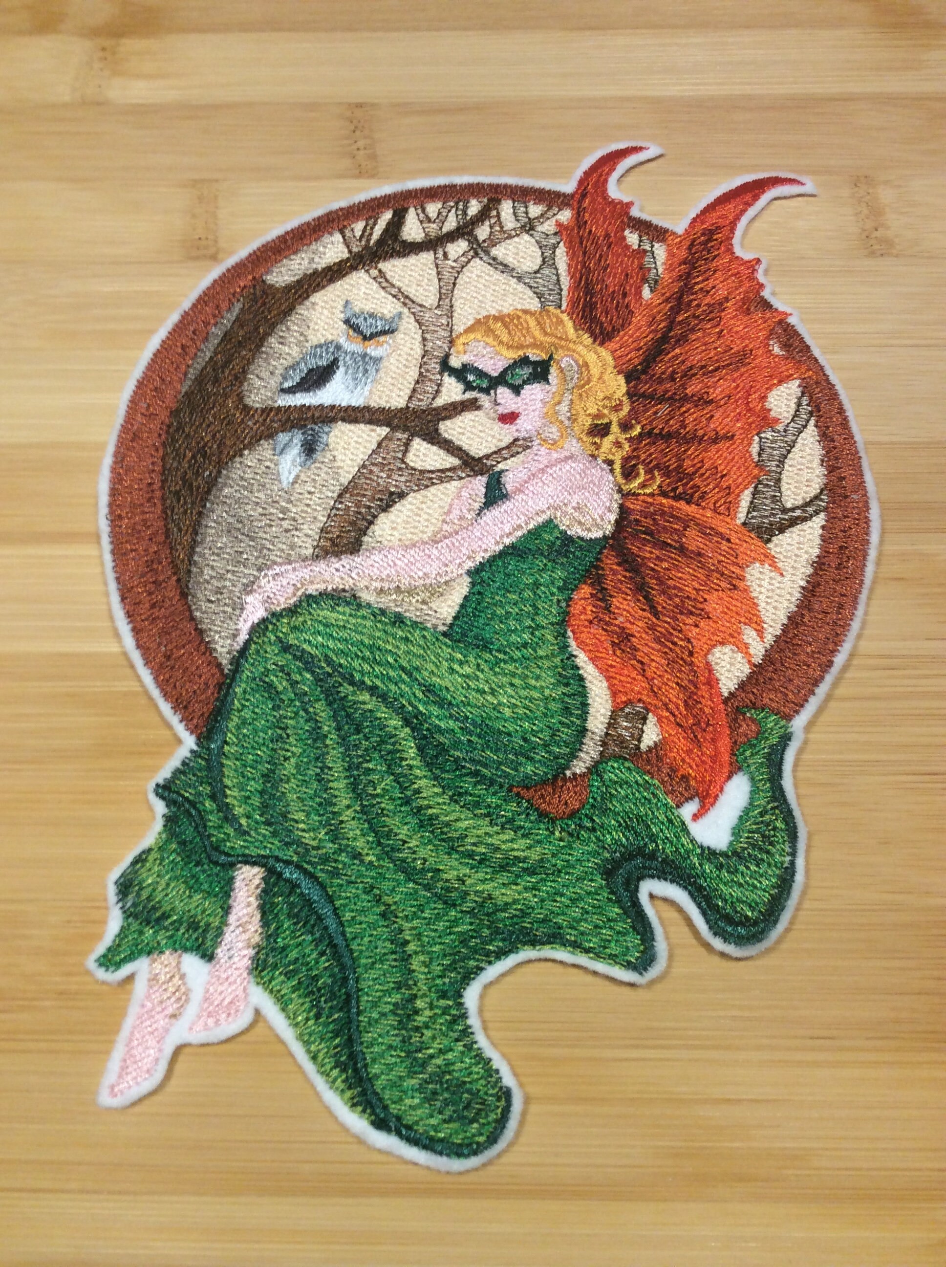 Embroidered Masquerade Fae Fairy with Mask Sew/Iron-On 8.23” x 5.78” inches by Twistedstitcher 2018 Located in Abbotsford BC Canada - Thumbnail 5