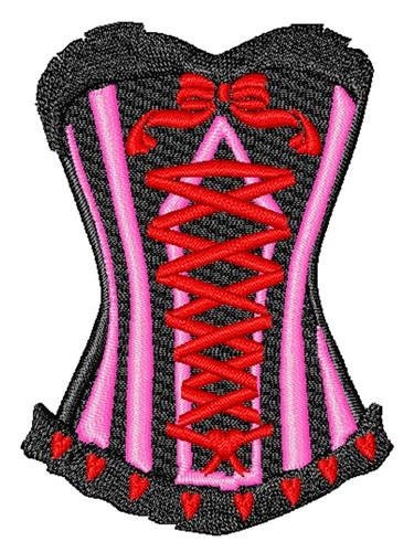 Embroidered Sexy Hot Pink and Black Corset Patch Sew/Iron-On Style 3.32" W x 4.59" H by Twistedstitcher2018 Located in Abbotsford BC Canada - Thumbnail 3