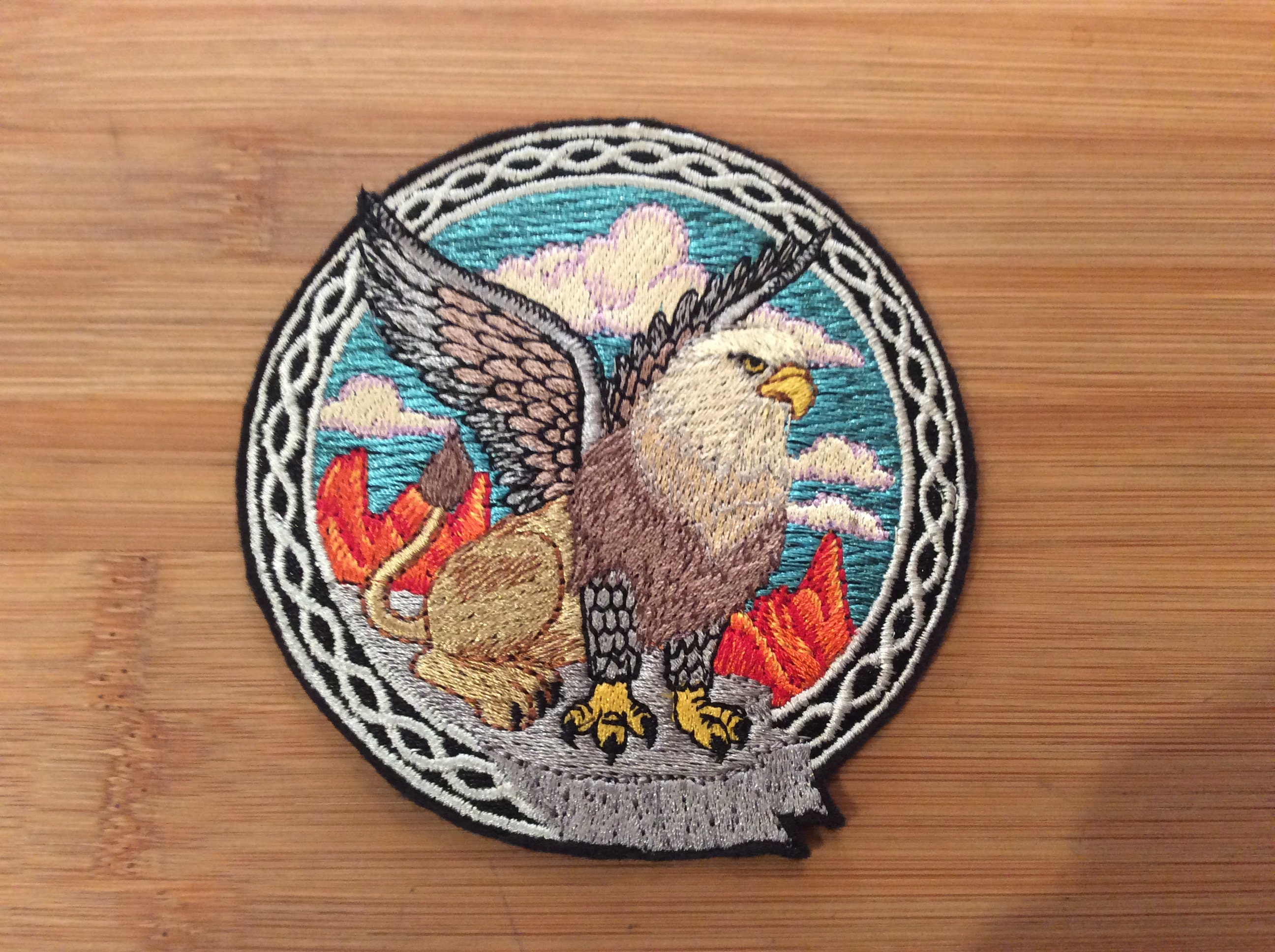Embroidered Winged Griffin Mystical Creature Sew/Iron-On Patch 2 Sizes Available by Twistedstitcher 2018 Located in Abbotsford BC Canada - Thumbnail 3