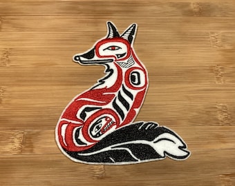 Patch brodé Tribal Native Fox Sew/Iron-On 3 tailles disponibles par Twistedstitcher 2018 Situé à Abbotsford Bc Canada