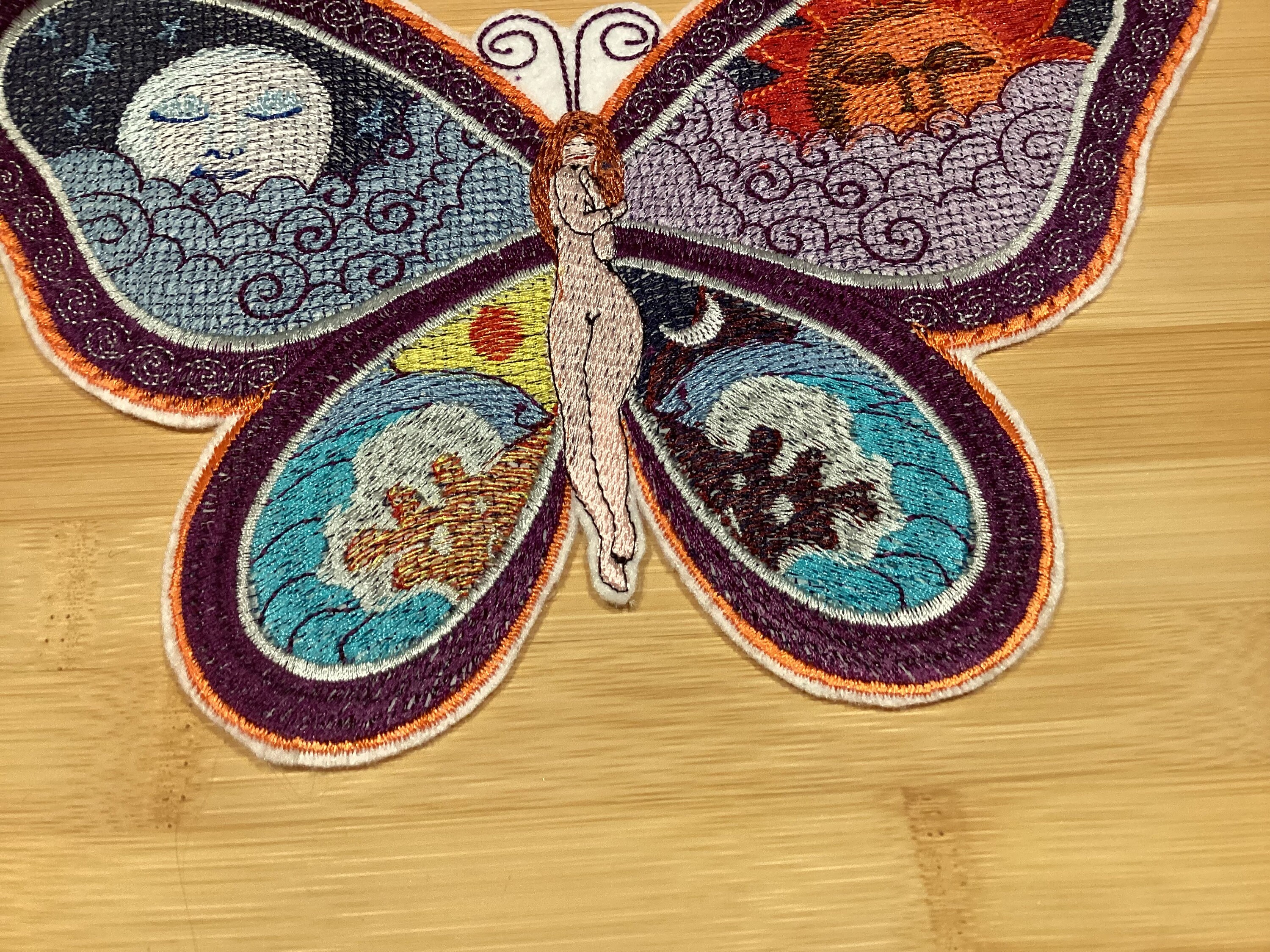 Embroidered Night and Day Butterfly Winged Fairy 2 Sizes Available by Twistedstitcher 2018 Located in Abbotsford BC Canada - Thumbnail 7